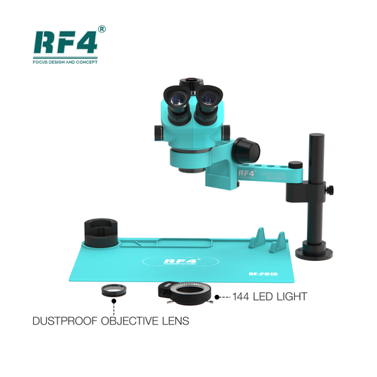 RF4 Triocular Microscope 7-50X Magnification Zoom 360° Adjustable Fixe