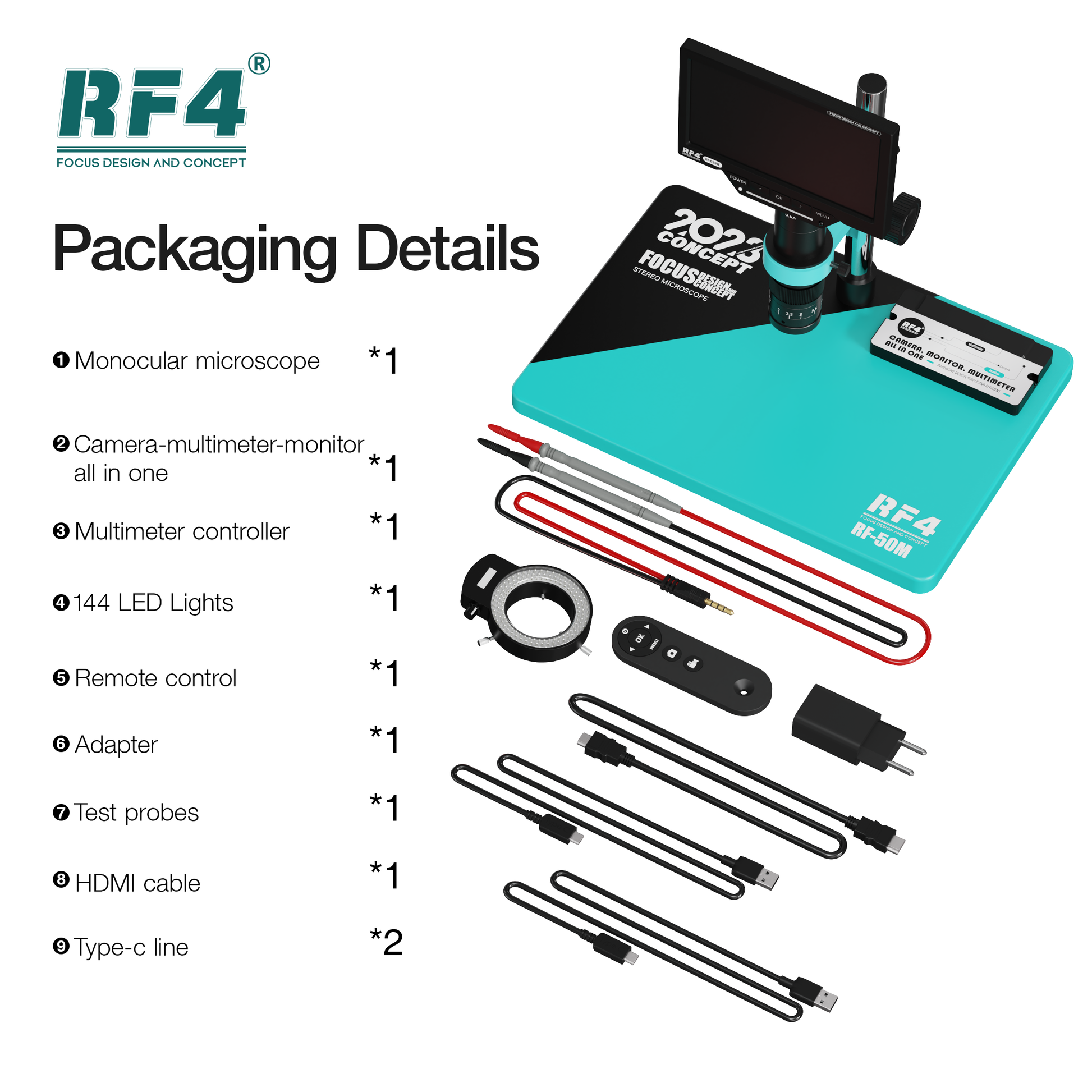 RF4 RF50M MICROSCOPE  WITH 0.5X HEIGHT LENS