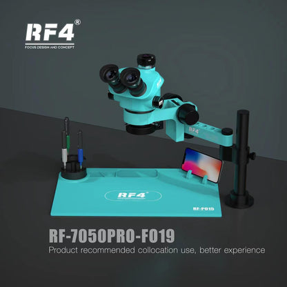 RF4 Triocular Microscope 7-50X Magnification Zoom 360° Adjustable Fixe