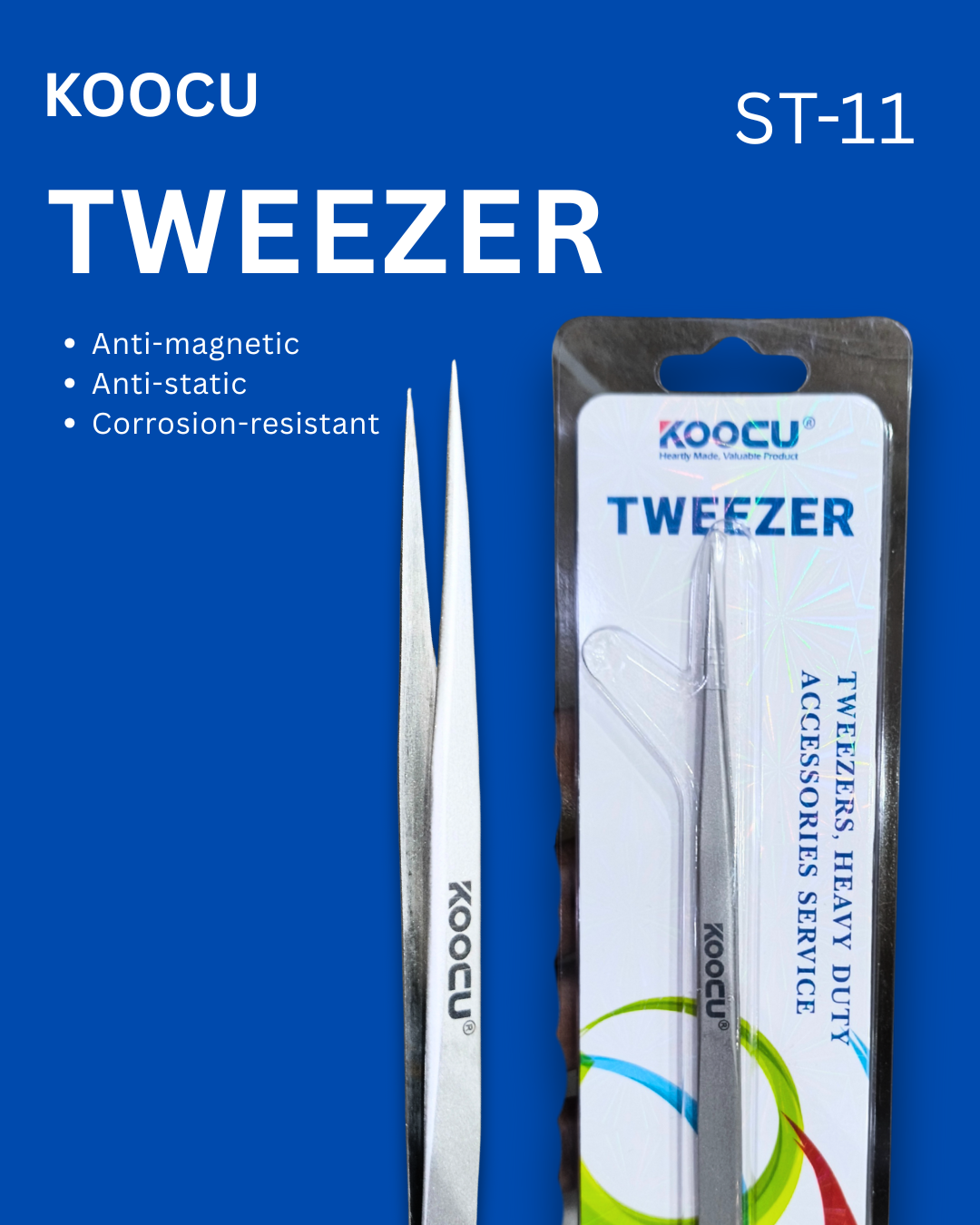 Koocu ST-11 Stainless Steel Precision Tweezer for Mobile Phone Repair