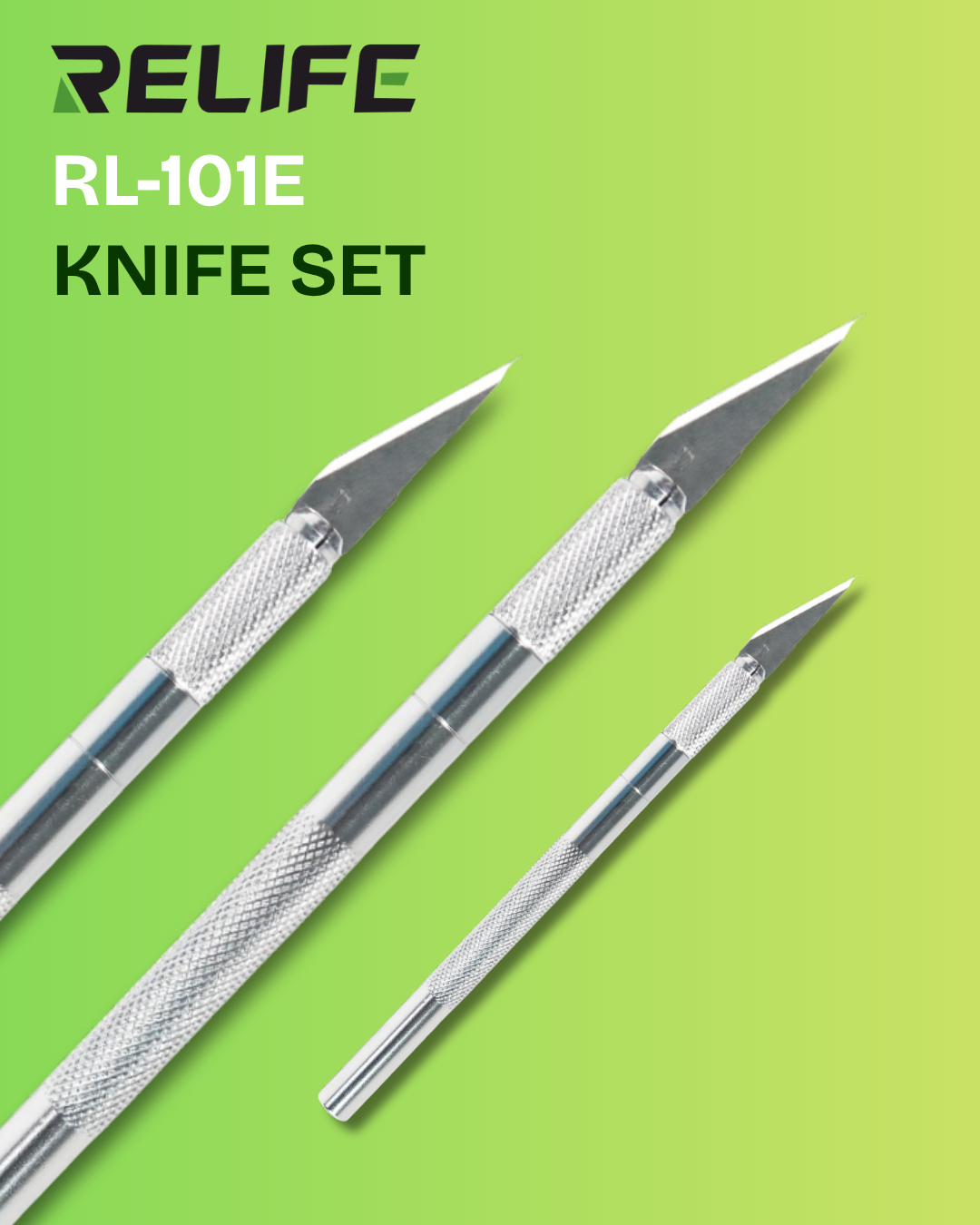 Relife RL-101E Aluminum Alloy Material 6 Blades Knife Set for Removing Glue Engraving Filming