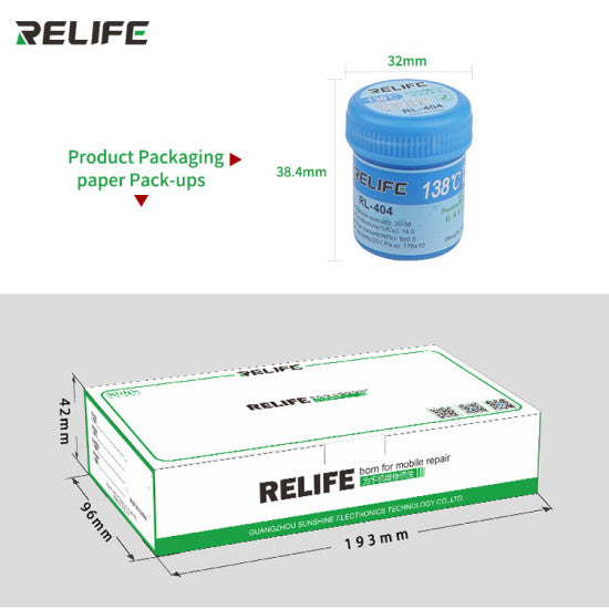 RELIFE RL-404 138 ° C low temperature solder paste