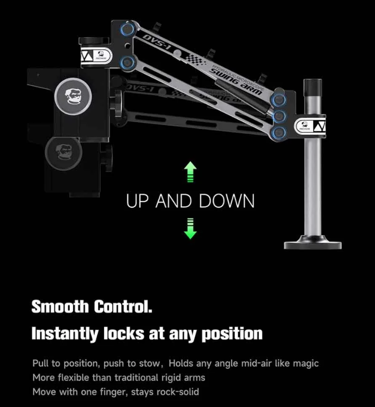 MECHANIC DVS-1 Microscope Hydraulic Shock-Absorbing Swing Arm Stand Compatible with Most Microscope Mainboard PCB Repair Tool