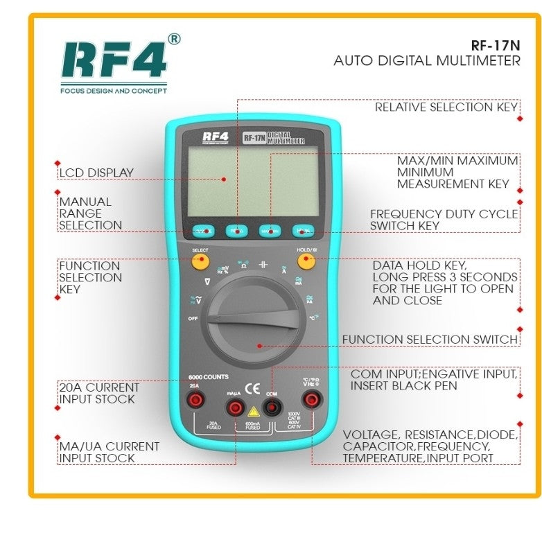 RF4 RF 17N Digital smart multi-function Multimeter