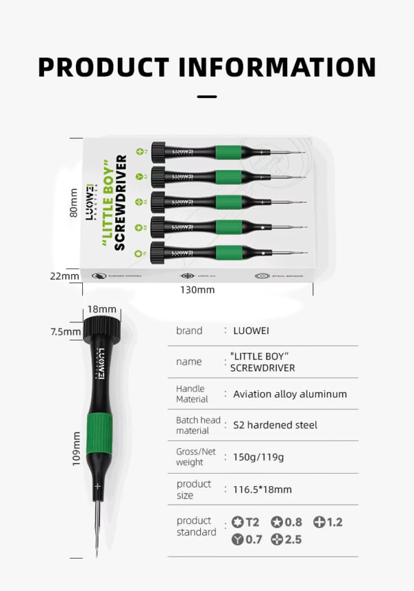 LUOWEI TOMAHAWK SCREWDRIVER 5 PIECE SET