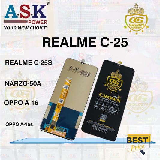 LCD with Touch Screen for Realme C25 - Black (display glass combo folder)