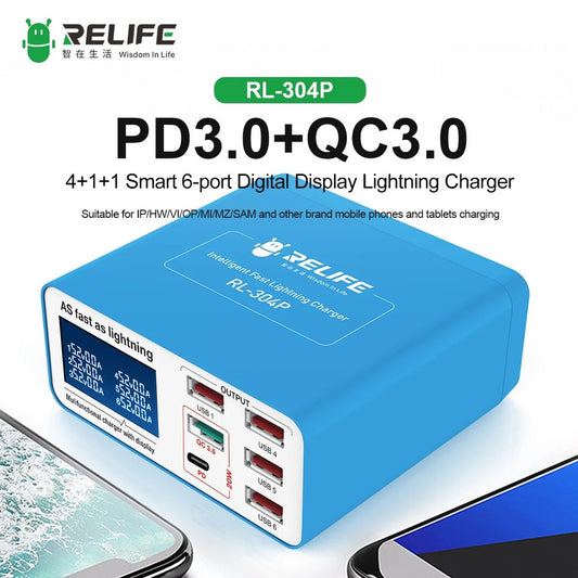 6-port digital display lightning charger