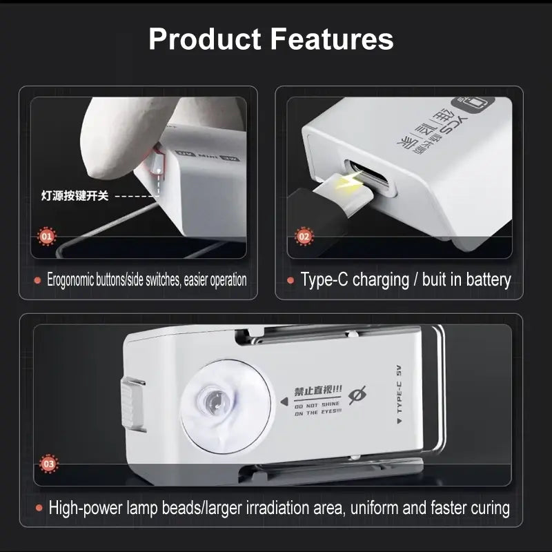 YCS 3W Portable UV Green Oil Fast Curing Lamp Built-in Battery