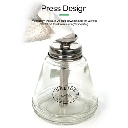 Relife RL-055 150ml Automatic Push-type Copper Core Metal Straw Alcohol Glass Bottle