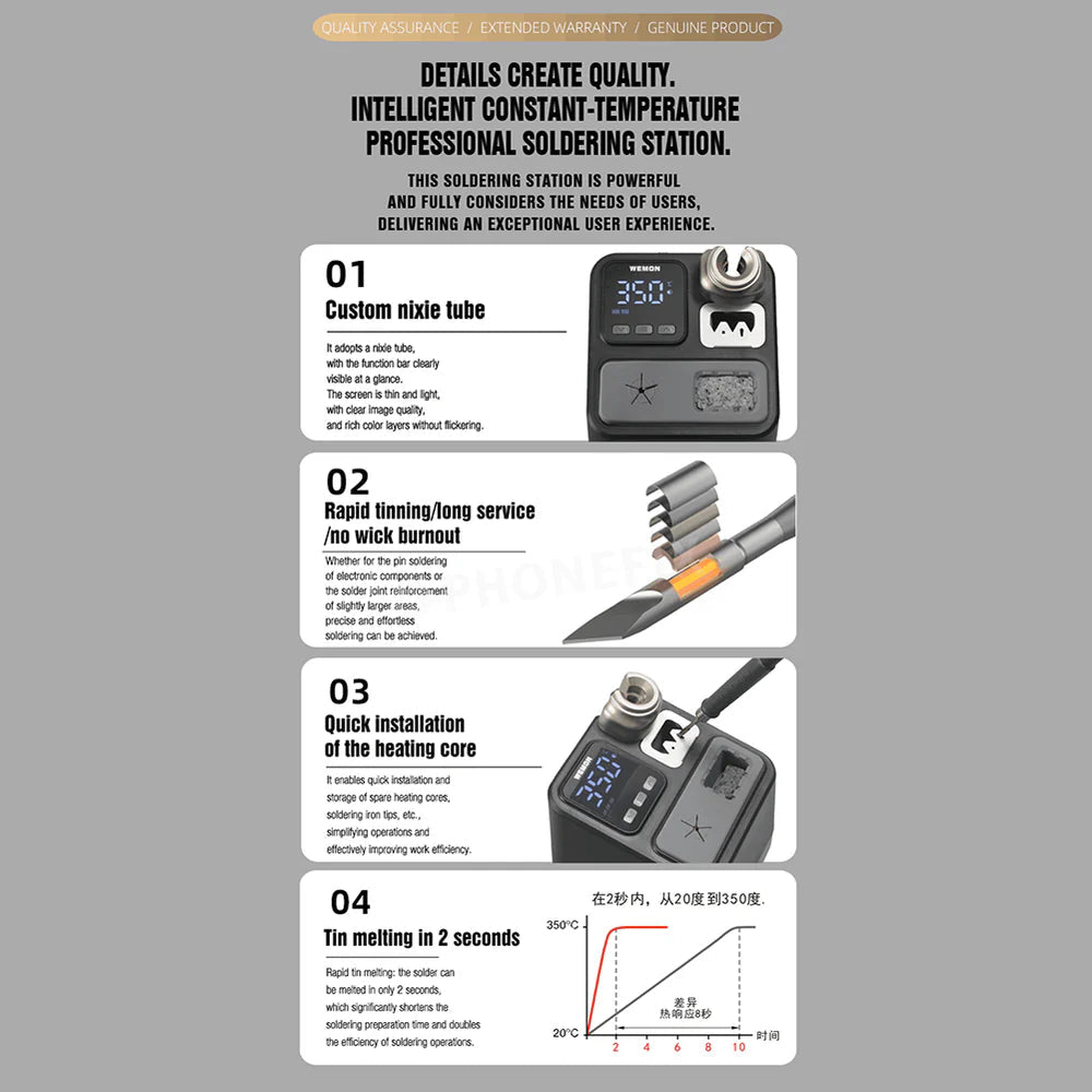 WEMON K21A 75W Soldering Station 2S Fast Heat Supports T210 210-018 Tips for Phone Repair and Electronics Welding