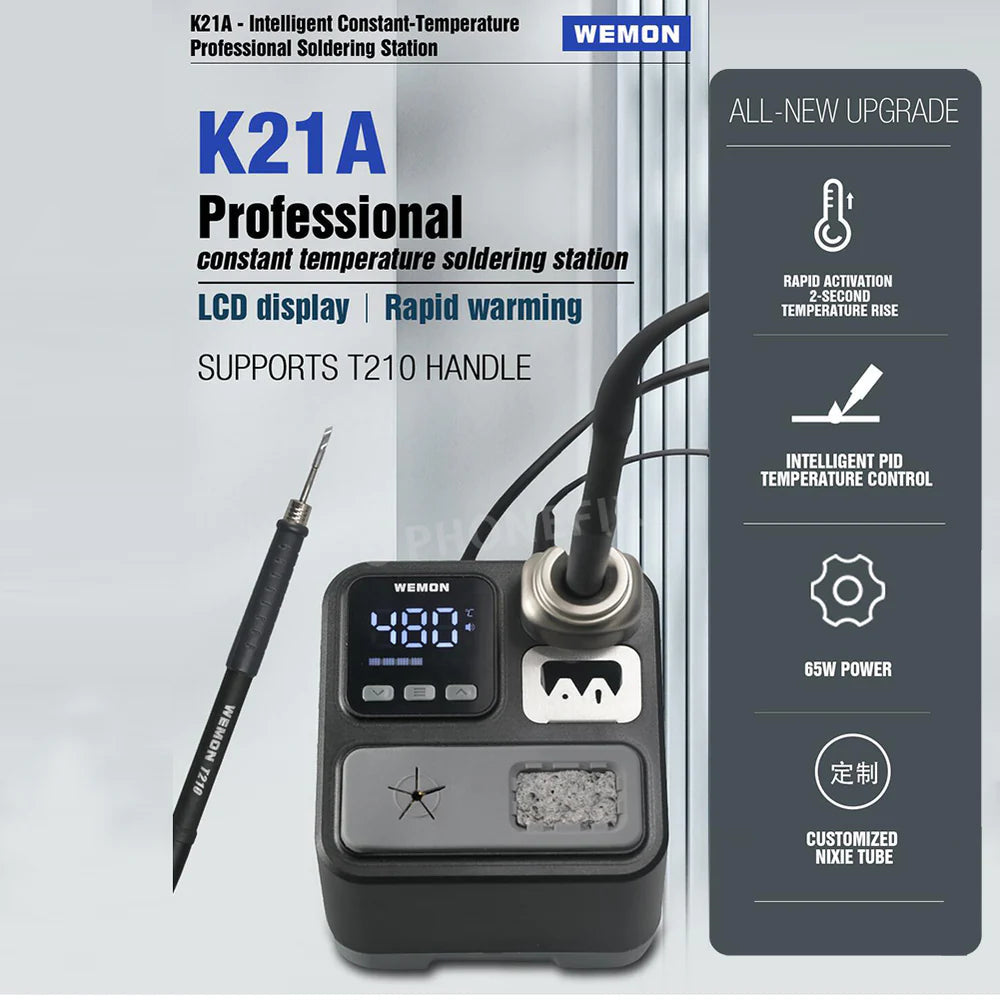 WEMON K21A 75W Soldering Station 2S Fast Heat Supports T210 210-018 Tips for Phone Repair and Electronics Welding
