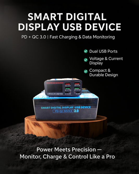 ASK PD+QC 87W Smart Digital Display USB Charging Hub – 6-Port Fast Charger