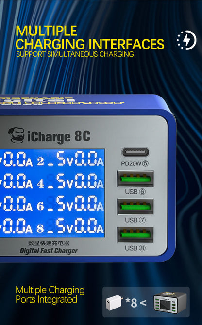 MECHANIC USB Interfaces Quick Charger LCD I CHARGER 8C