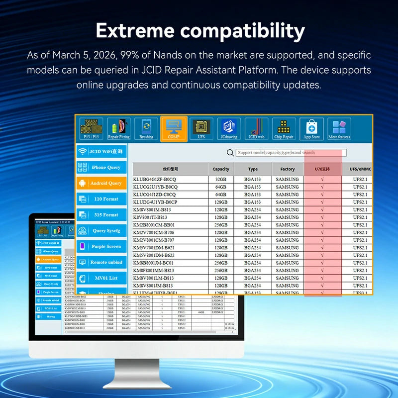 U70 Gen2 UFS Programmer For Android UFS/eMMC/ISP Nand Repair