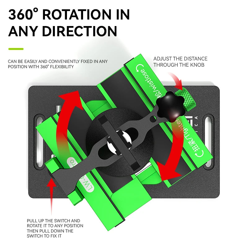 Luowei LW-021 Pro 2in1 Rotary Fixture 360° Rotating Aluminium Alloy Universal Mobile Repair Fixture Back Glass Removal Tool