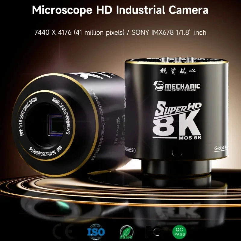 MECHANIC MOS 8K Microscope HD Industrial Camera 41MP HDMI USB Dual Interface for Mobile Phone Repair PCB Chip Welding Tools