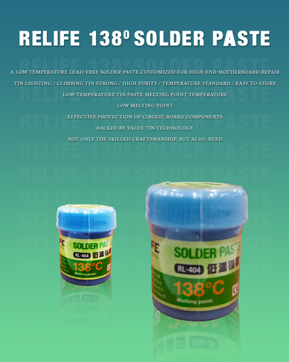 RELIFE RL-404 138 ° C low temperature solder paste