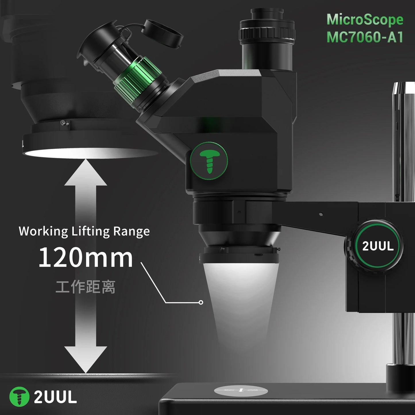 2UUL MC7060-A1 7-60X Trinocular Microscope