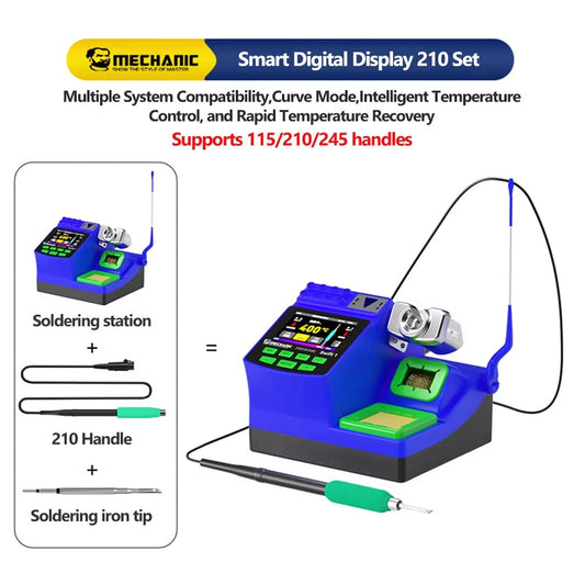 MECHANIC Swift 1 Intelligent Digital Soldering Station 100-480°C Rapid Heating Curve Mode LED Display Supports 210 245 115 Handles Soldering Repair Tool - Blue