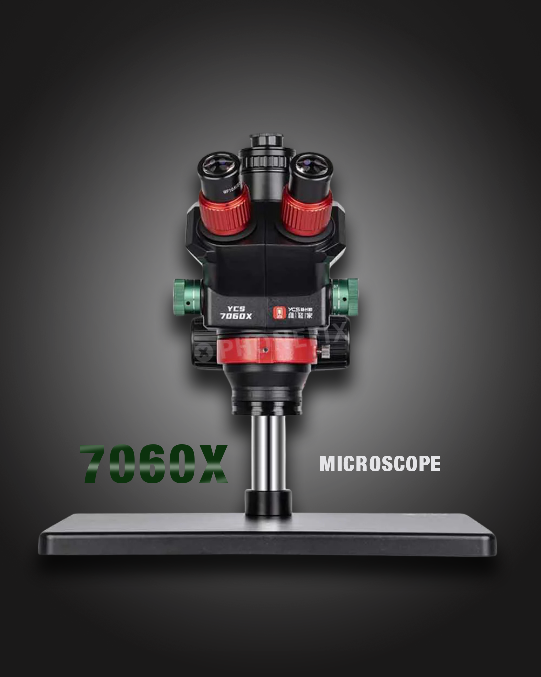 YCS 7060X 7X-60X Trinocular Stereo Microscope with Big Base