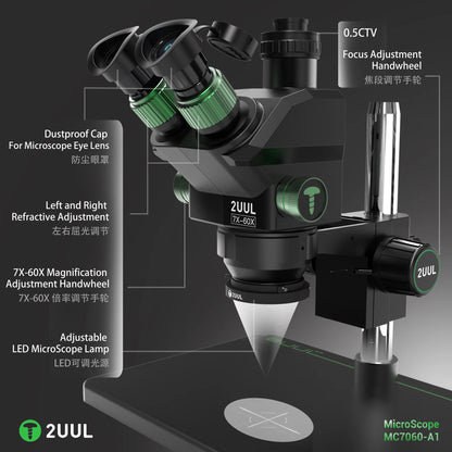 2UUL MC7060-A1 7-60X Trinocular Microscope