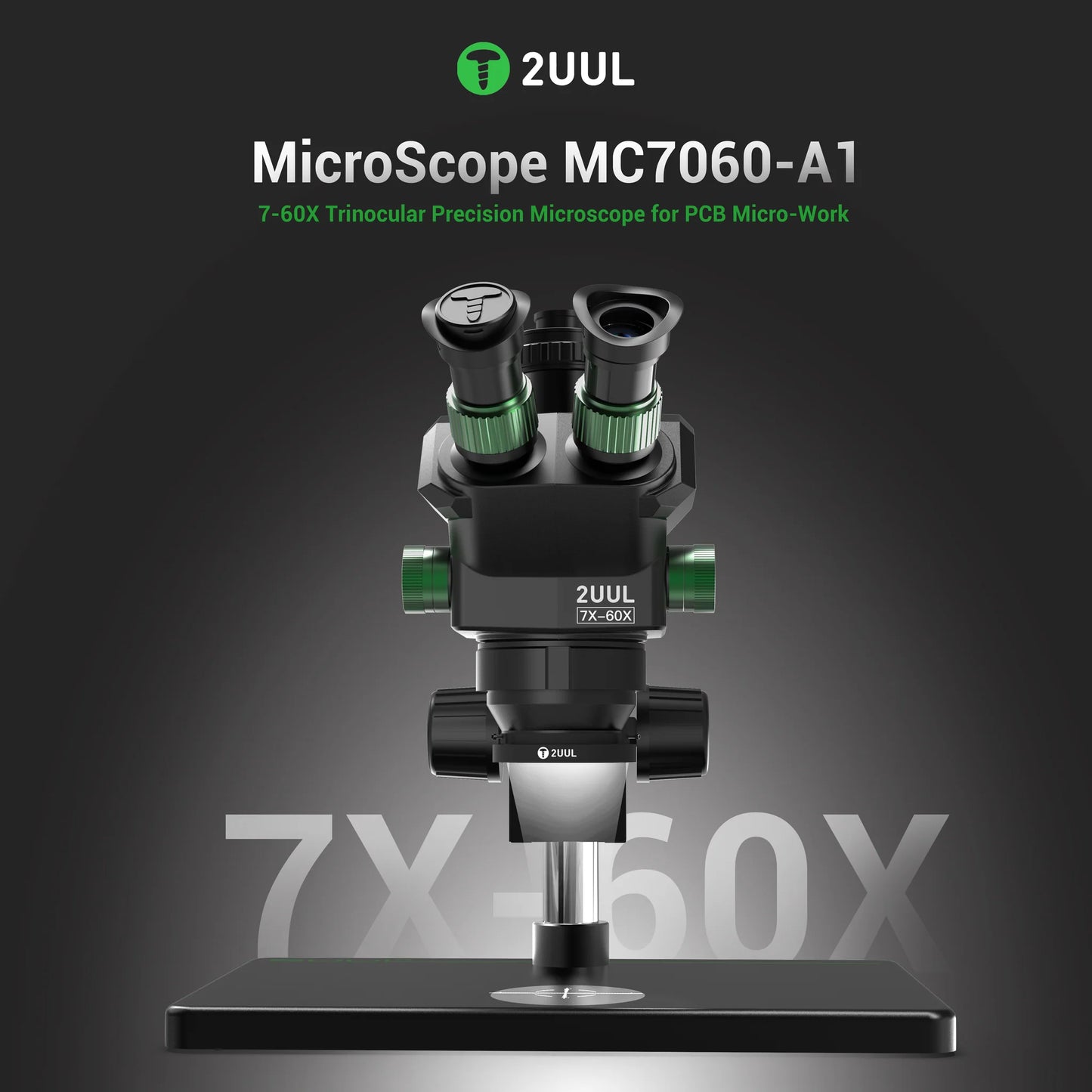 2UUL MC7060-A1 7-60X Trinocular Microscope