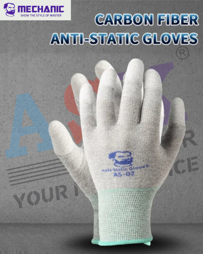 Mechanic AS02 Carbon Fiber Anti-Static Hand Gloves (1 Pair) Mobile Repairing Gloves