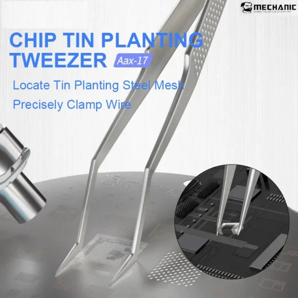 Mechanic Aax-17 Chip Tin Soldering Tweezers Stainless Steel Non-Magnetic Soldering and IC Chip Micro Repair Tweezer