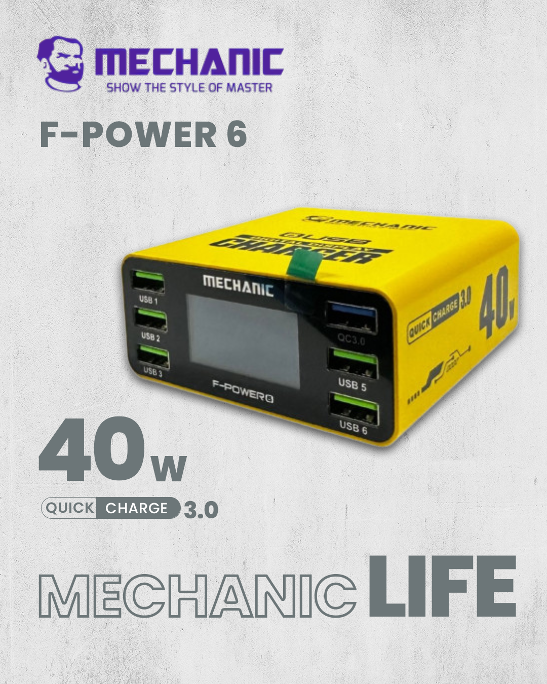 Mechanic F-Power 6 (40W) Smart LCD‑Display Charging Station