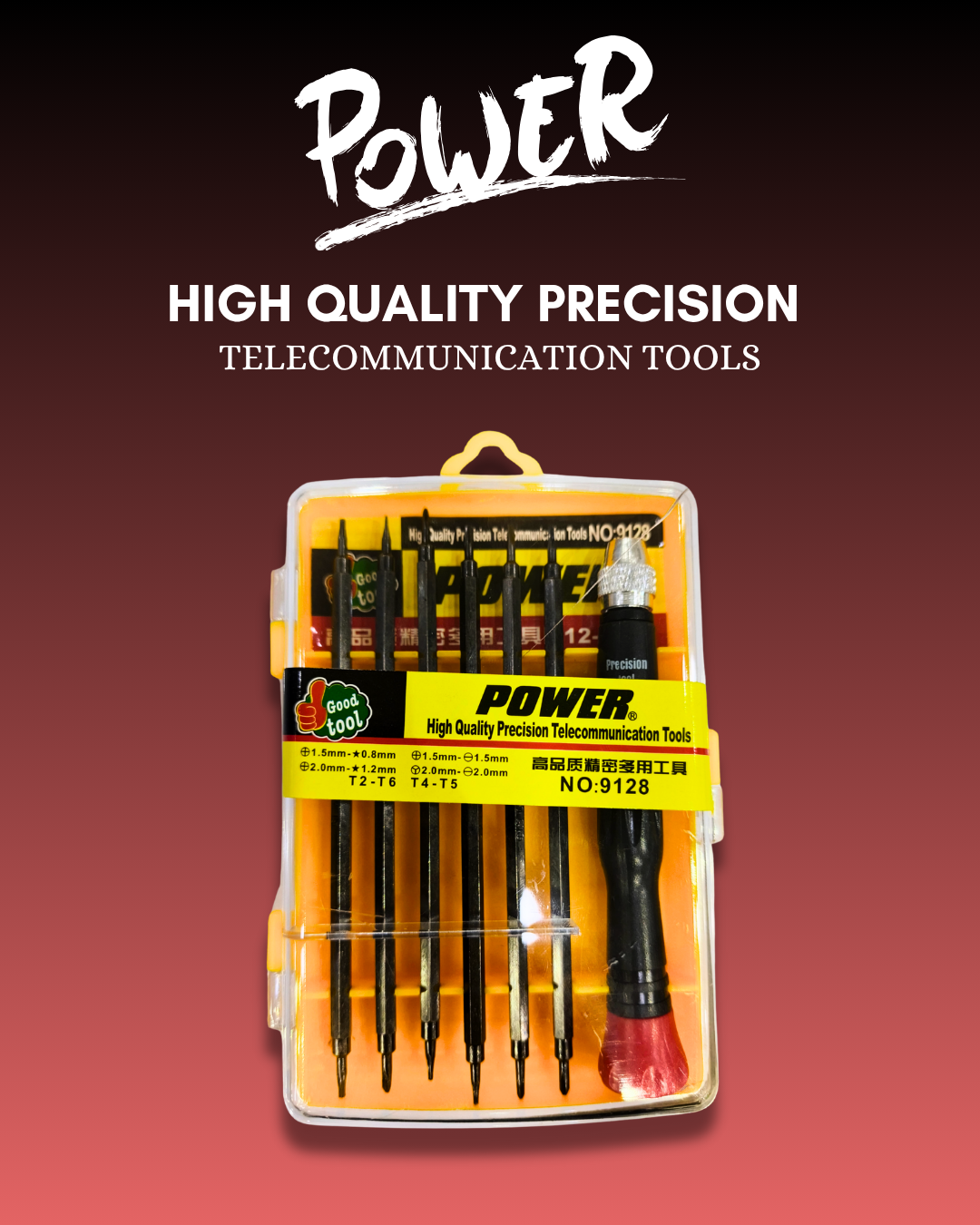 POWER NO.9128 High Quality Precision Telecommunication Tool Set