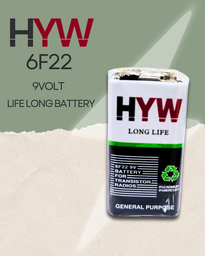 HYW 6F22 9VOLT BATTERY