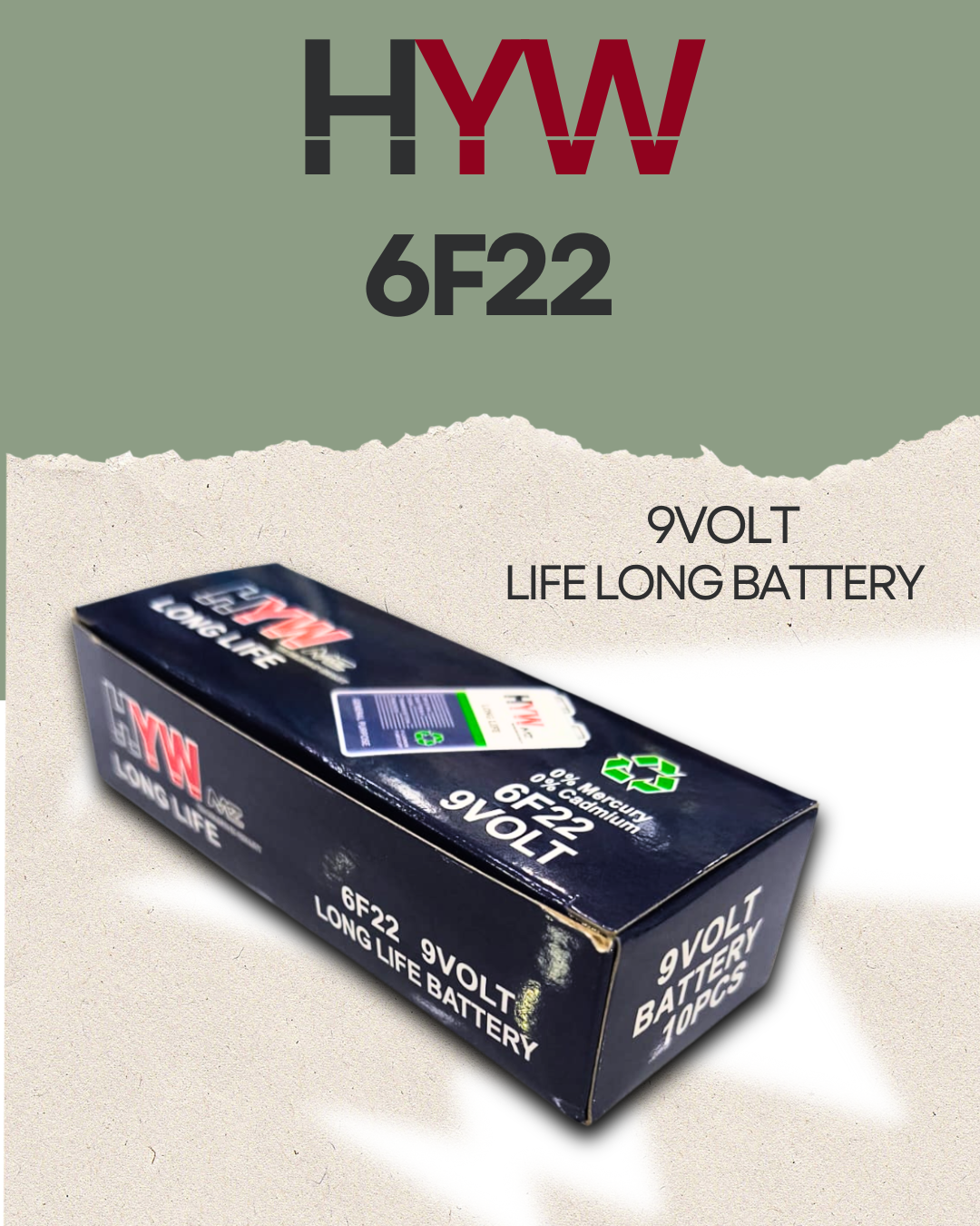 HYW 6F22 9VOLT BATTERY