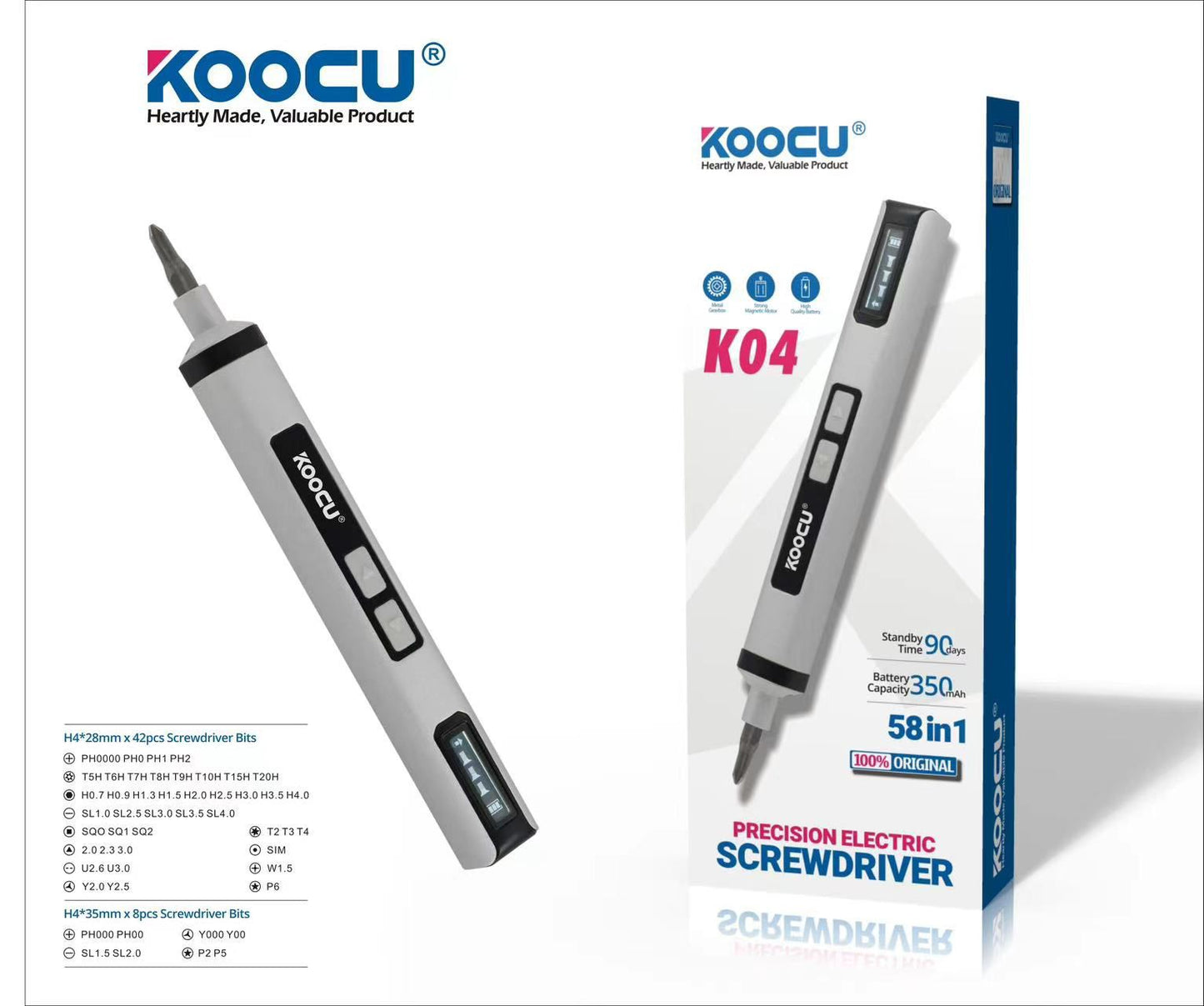 KOOCU K04 ELECTRIC SCREWDRIVER SET 58 IN 1 {PEN SHAPE,EASY TO GRIP}