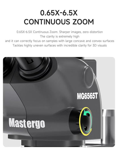 Mastergo Industrial Trinocular Stereo Microscope MG6565T-B11 (BLUE)