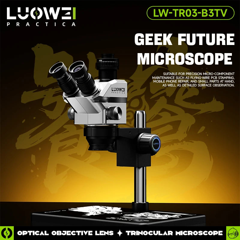 LUOWEI 7-68X Geek Future Series Trinocularhigh- definition Galileo microscopeLW-TR03-B3TV