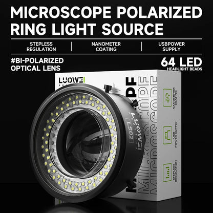 Luowei LW-LS02 64 LED Beads Caliber 61mm Microscope Polarized Ring Light Source