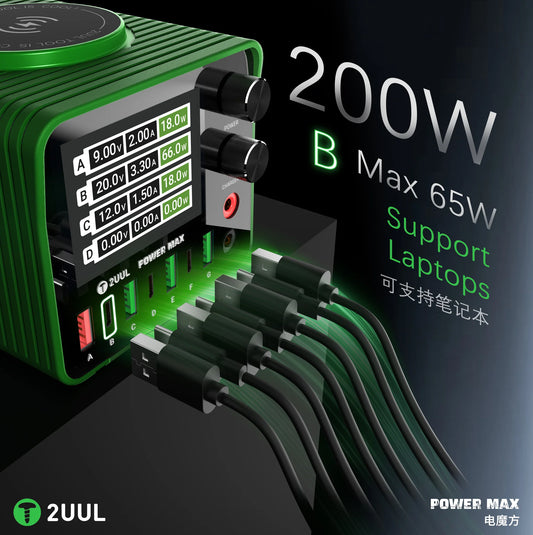 2UUL PC01 Power Max 200W Multi-Port Charger Adjustable Voltage Integrated Power Supply