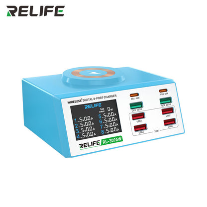 RELIFE RL-309AW Wireless digital display 8-port charger 100W