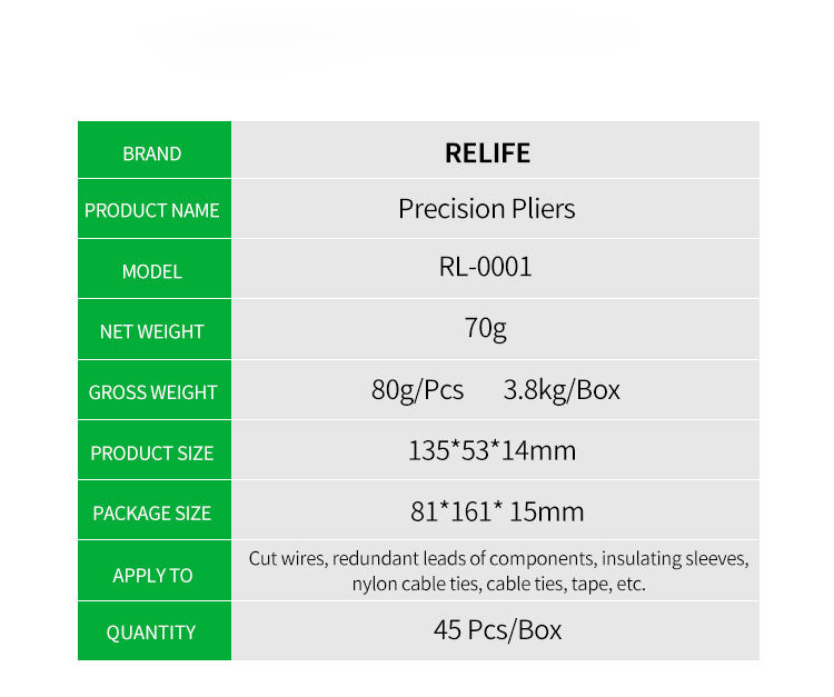 RELIFE RL-0001 HIGH PRECISION CUTTING PLIERS