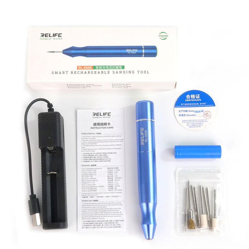 RELIFE RL-068B Wireless Charging Smart Rechargeable Sanding Pen Tool for Lattice Cutting IC Grinding Motherboard Polished Repair