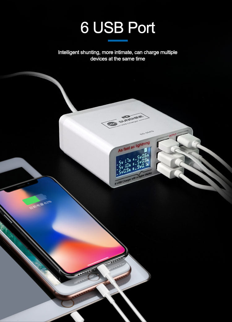 SS-304Q 6-Port USB FAST CHARGER