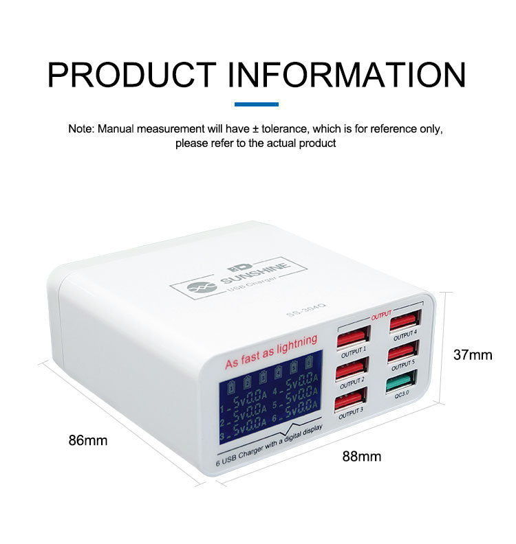 SS-304Q 6-Port USB FAST CHARGER