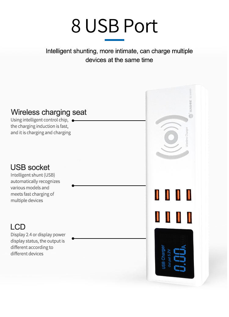 SUNSHINE SS-309WD 8 PORT WIRELESS CHARGER