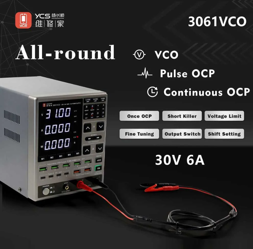 YCS 3061 VCO Adjustable DC Power Supply 30V 6A with OCP Protection for Phone Repair Digital Multifunctional Voltage Current Test