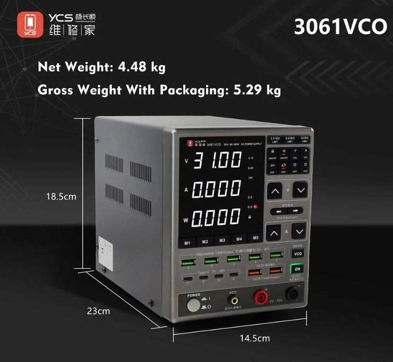 YCS 3061 VCO Adjustable DC Power Supply 30V 6A with OCP Protection for Phone Repair Digital Multifunctional Voltage Current Test