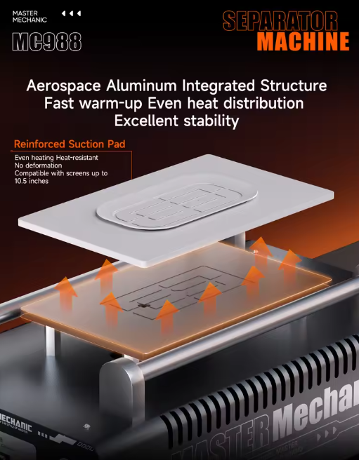 MECHANIC MC 988 Built-in Vacuum Pump Phone Touch Screen Disassemble Repair Tool LCD Separator Machine for Samsung iPhone Repair