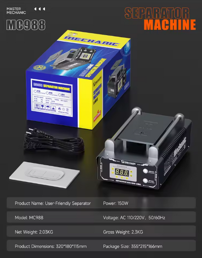 MECHANIC MC 988 Built-in Vacuum Pump Phone Touch Screen Disassemble Repair Tool LCD Separator Machine for Samsung iPhone Repair