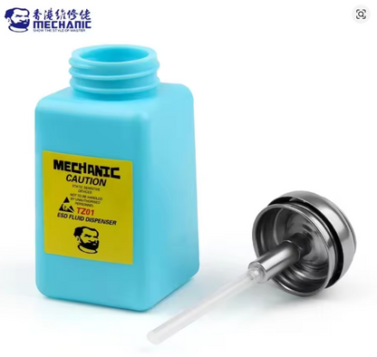 MECHANIC TZ01 Liquid Alcohol Bottle Press Pumping ESD Fluid Dispenser Metal Cap Plastic Container for PCB Motherboard Clean Tool