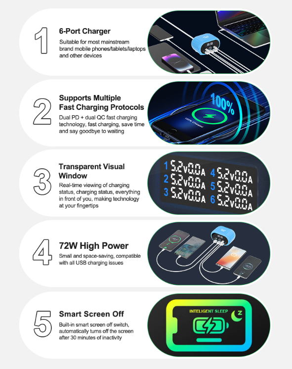 RELIFE RL-309U Smart 6-port charger