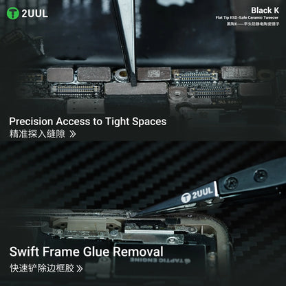 2UUL TW32 Black K Flat Tip ESD-Safe Ceramic Tweezer